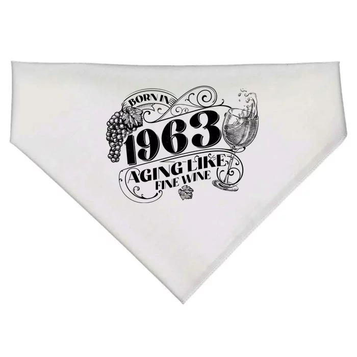 Born In 1963 60th Birthday Aging Like Fine Wine USA-Made Doggie Bandana