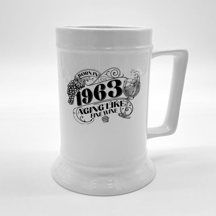 Born In 1963 60th Birthday Aging Like Fine Wine Front & Back Beer Stein