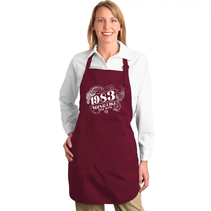 Born In 1983 40th Birthday Aging Like Fine Wine Full-Length Apron With Pocket