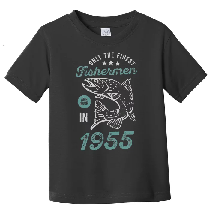 Born In 1955 66 Years Old Vintage 66th Birthday Fisherman Toddler T-Shirt