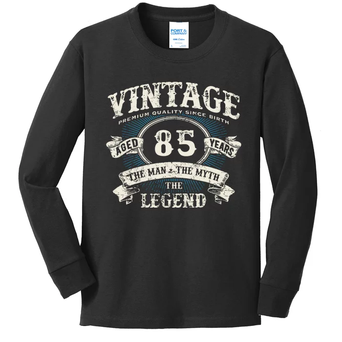 Born In 1937 Vintage Classic Dude 85th Years Old Birthday Kids Long Sleeve Shirt