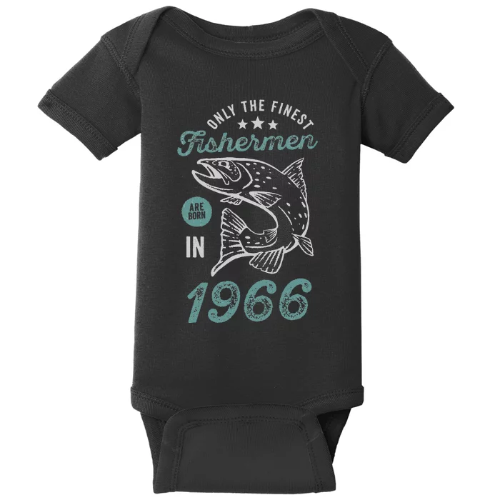 Born In 1966 55 Years Old Vintage 55th Birthday Fisherman Baby Bodysuit