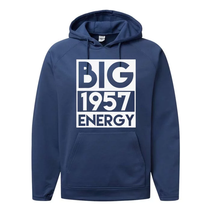 Born In 1957 Birthday 66 Year Old 66th Birthday Energy Performance Fleece Hoodie