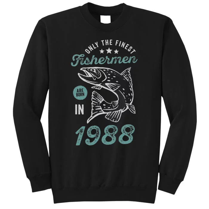 Born In 1988 33 Years Old Vintage 33rd Birthday Fisherman Tall Sweatshirt