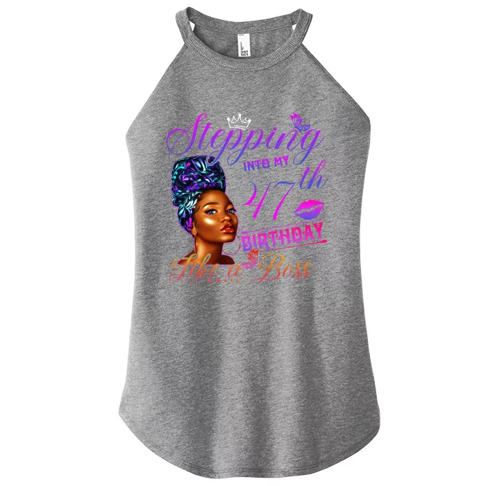 Born In 1974 Stepping Into My 47th Birthday Black Gift Women’s Perfect Tri Rocker Tank