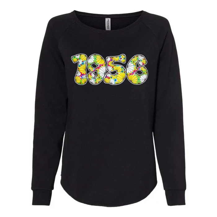 Born In 1956 Colorful Flower Power Retro Font Number Art Womens California Wash Sweatshirt