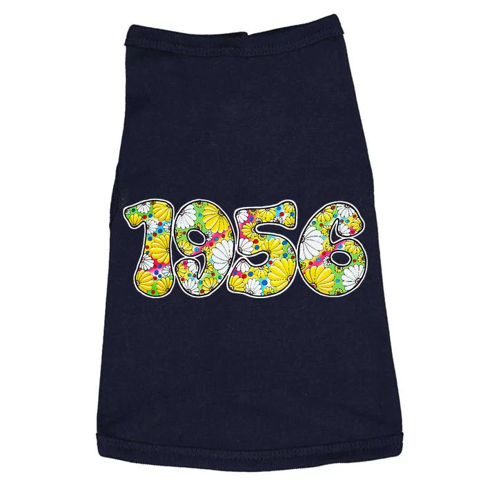 Born In 1956 Colorful Flower Power Retro Font Number Art Doggie Tank