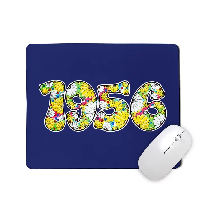 Born In 1956 Colorful Flower Power Retro Font Number Art Mousepad