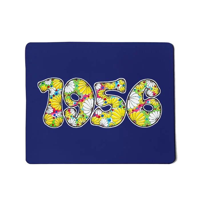 Born In 1956 Colorful Flower Power Retro Font Number Art Mousepad