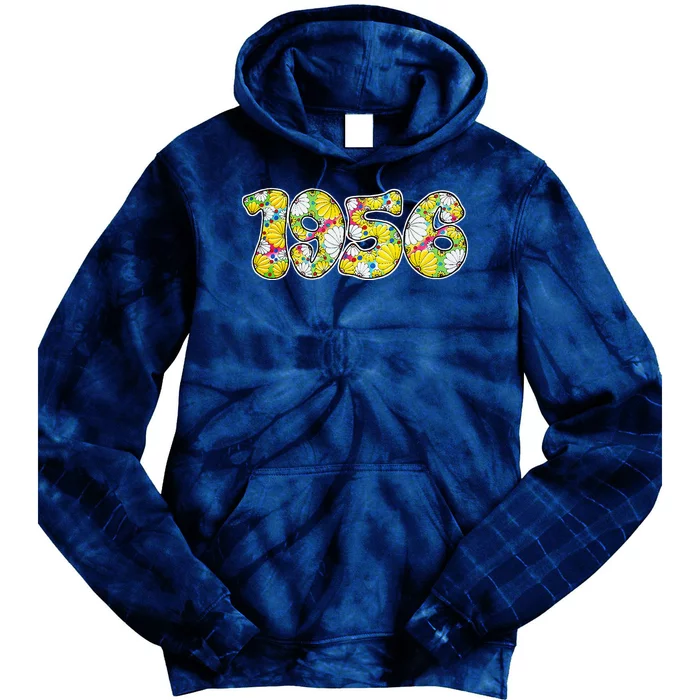 Born In 1956 Colorful Flower Power Retro Font Number Art Tie Dye Hoodie