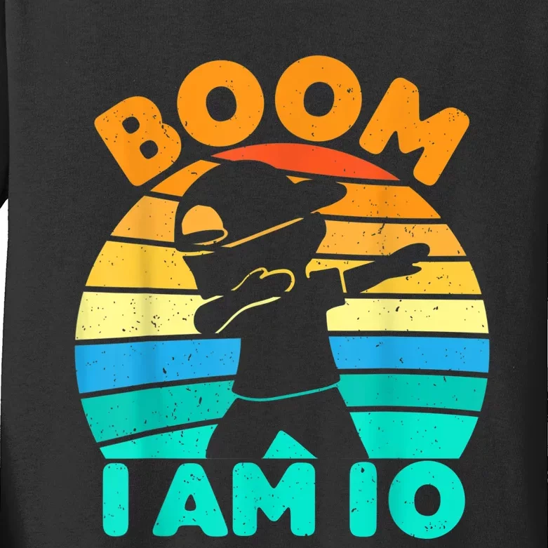 Boom I'm 10 Years Old 10th Birthday Party Dabbing K.i.d.s Boys Kids Long Sleeve Shirt