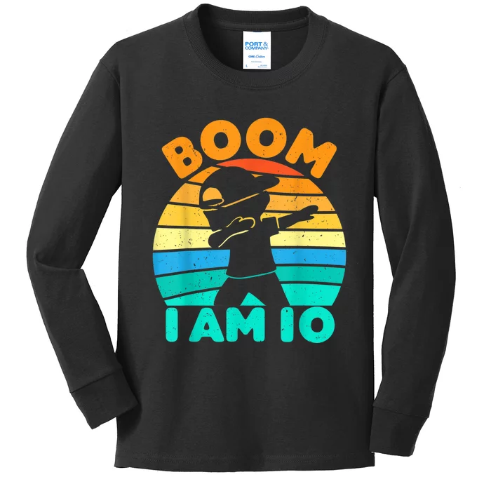 Boom I'm 10 Years Old 10th Birthday Party Dabbing K.i.d.s Boys Kids Long Sleeve Shirt