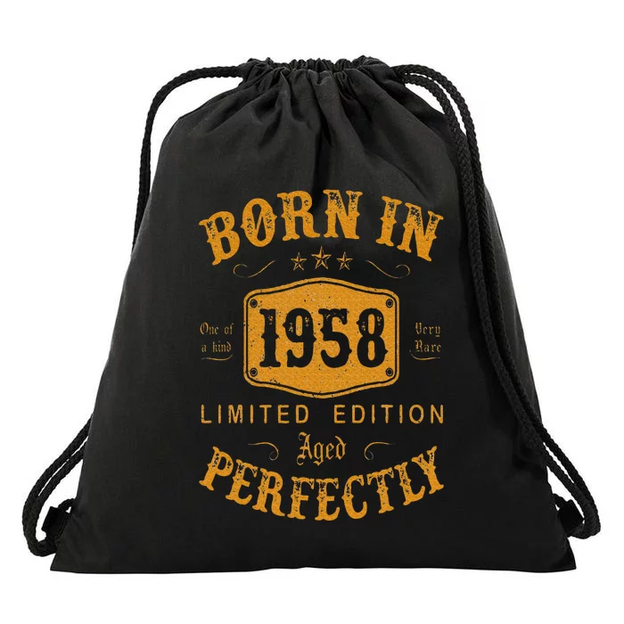 Born In 1958 65 Years Old 65th Birthday Gifts Drawstring Bag