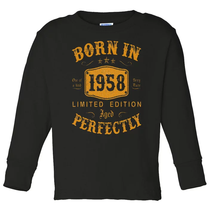 Born In 1958 65 Years Old 65th Birthday Gifts Toddler Long Sleeve Shirt