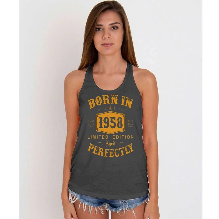 Born In 1958 65 Years Old 65th Birthday Gifts Women's Knotted Racerback Tank