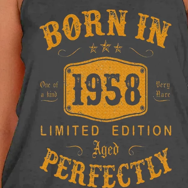 Born In 1958 65 Years Old 65th Birthday Gifts Women's Knotted Racerback Tank