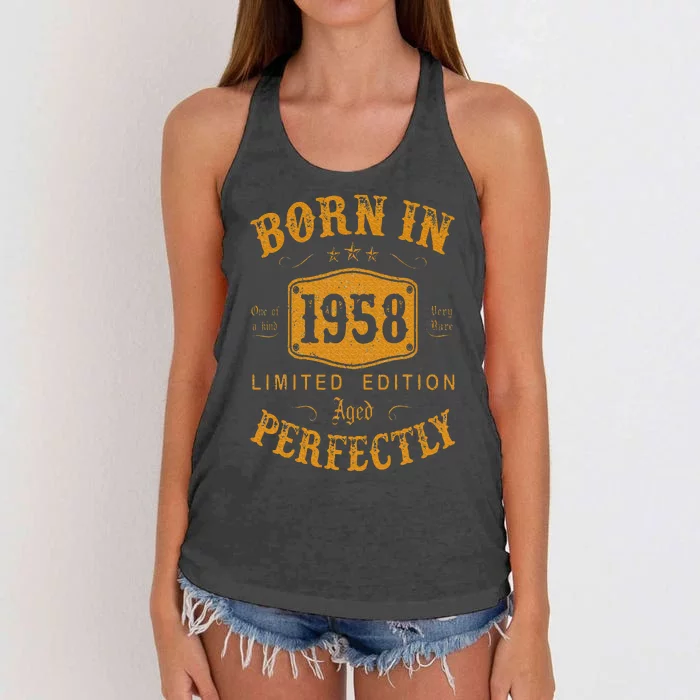 Born In 1958 65 Years Old 65th Birthday Gifts Women's Knotted Racerback Tank