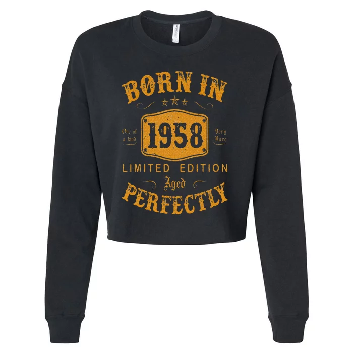 Born In 1958 65 Years Old 65th Birthday Gifts Cropped Pullover Crew