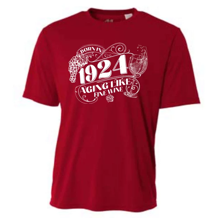 Born In 1924 100th Birthday Aging Like Fine Wine Cooling Performance Crew T-Shirt