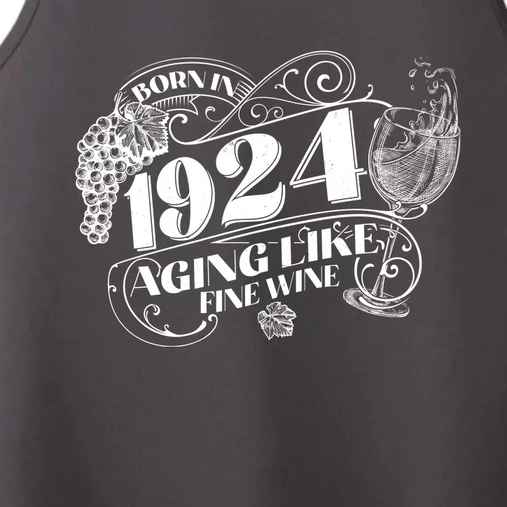 Born In 1924 100th Birthday Aging Like Fine Wine Performance Tank