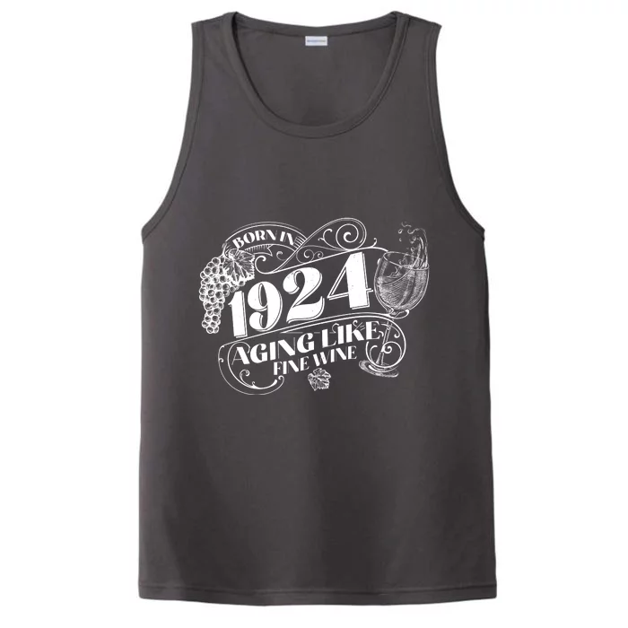 Born In 1924 100th Birthday Aging Like Fine Wine Performance Tank