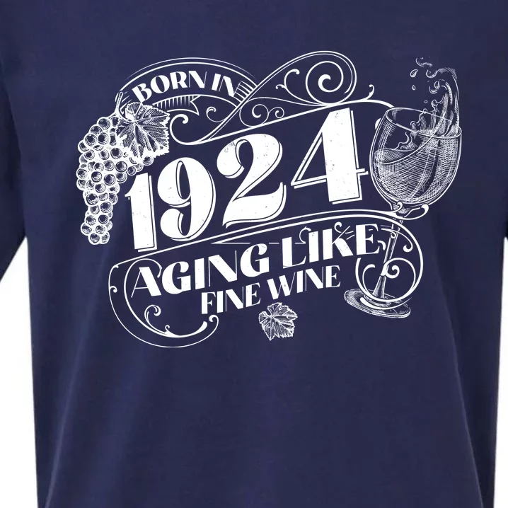 Born In 1924 100th Birthday Aging Like Fine Wine Sueded Cloud Jersey T-Shirt