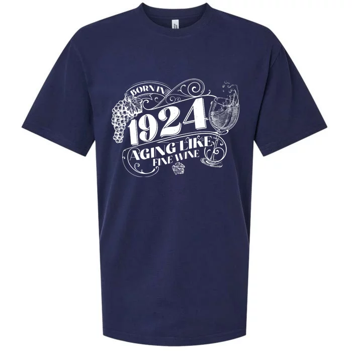 Born In 1924 100th Birthday Aging Like Fine Wine Sueded Cloud Jersey T-Shirt