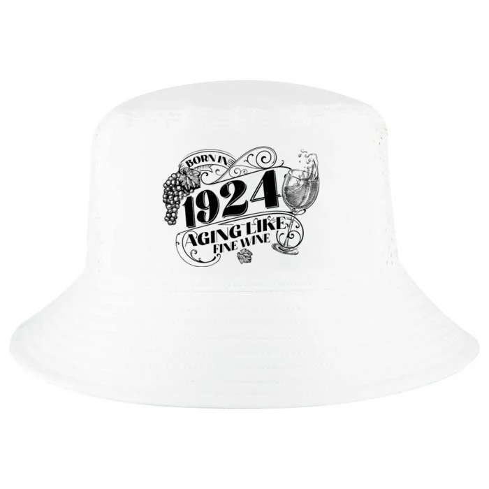 Born In 1924 100th Birthday Aging Like Fine Wine Cool Comfort Performance Bucket Hat