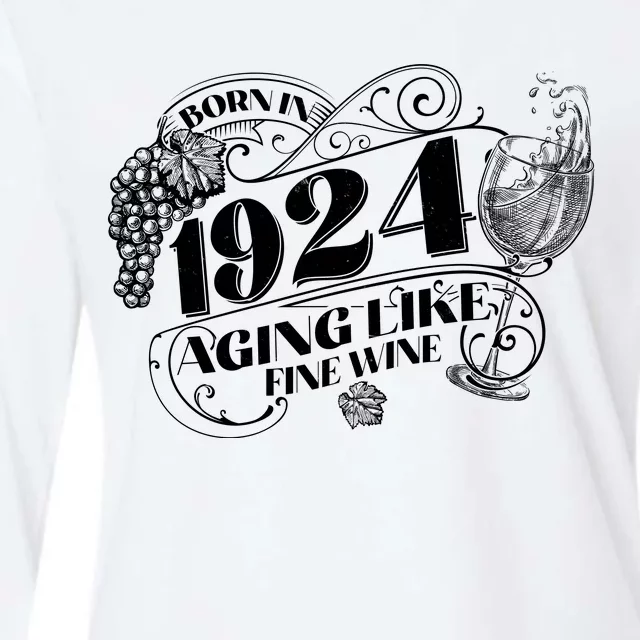 Born In 1924 100th Birthday Aging Like Fine Wine Womens Cotton Relaxed Long Sleeve T-Shirt