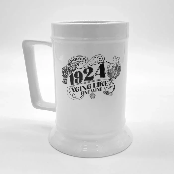 Born In 1924 100th Birthday Aging Like Fine Wine Front & Back Beer Stein