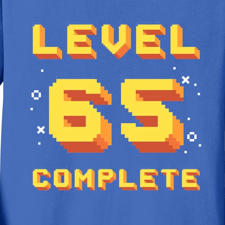 Born In 1956 Level 65 Complete 65th Birthday Retro Gaming Gift Kids Long Sleeve Shirt