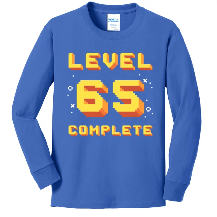 Born In 1956 Level 65 Complete 65th Birthday Retro Gaming Gift Kids Long Sleeve Shirt