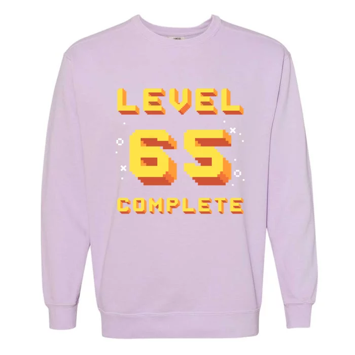 Born In 1956 Level 65 Complete 65th Birthday Retro Gaming Gift Garment-Dyed Sweatshirt