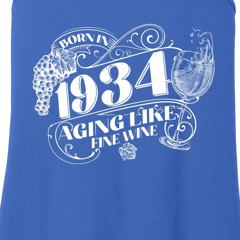 Born In 1934 90th Birthday Aging Like Fine Wine Ladies Essential Tank