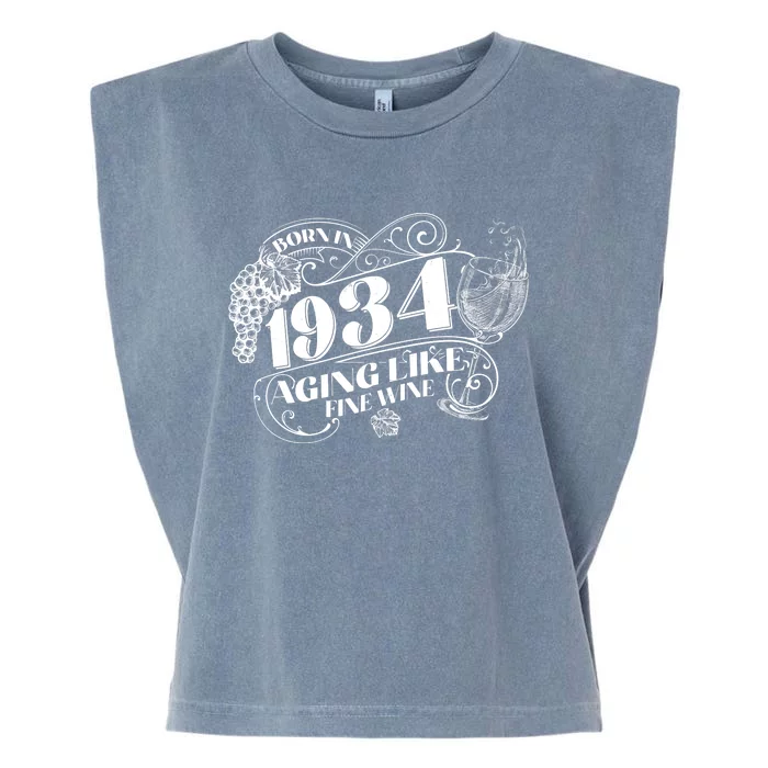 Born In 1934 90th Birthday Aging Like Fine Wine Garment-Dyed Women's Muscle Tee