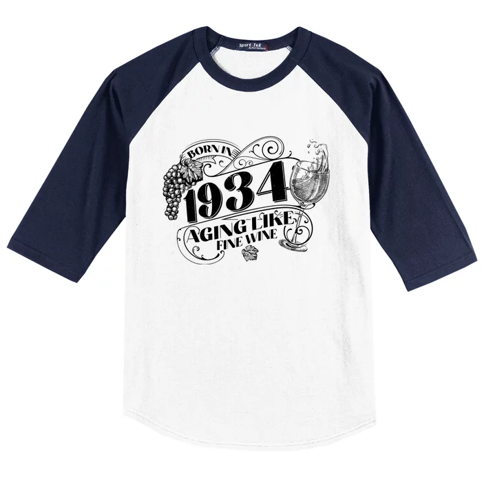 Born In 1934 90th Birthday Aging Like Fine Wine Baseball Sleeve Shirt