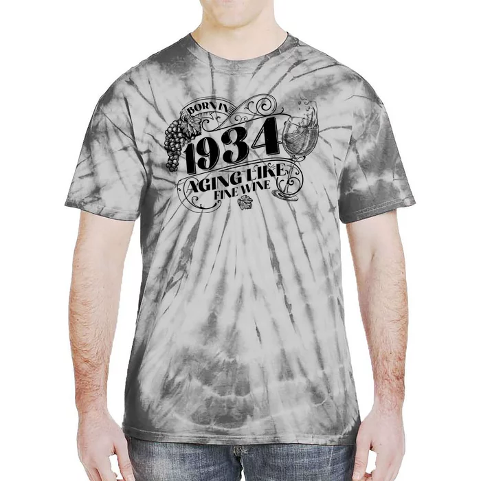 Born In 1934 90th Birthday Aging Like Fine Wine Tie-Dye T-Shirt