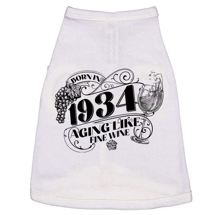 Born In 1934 90th Birthday Aging Like Fine Wine Doggie Tank