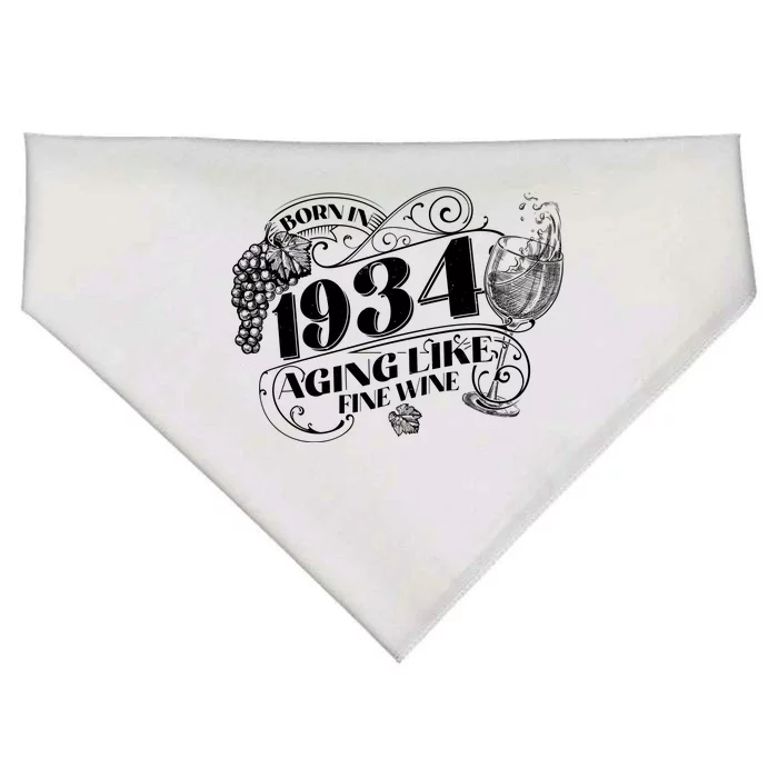 Born In 1934 90th Birthday Aging Like Fine Wine USA-Made Doggie Bandana