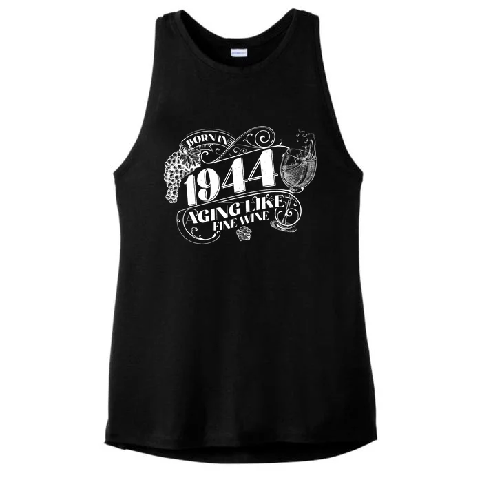 Born In 1944 80th Birthday Aging Like Fine Wine Ladies Tri-Blend Wicking Tank