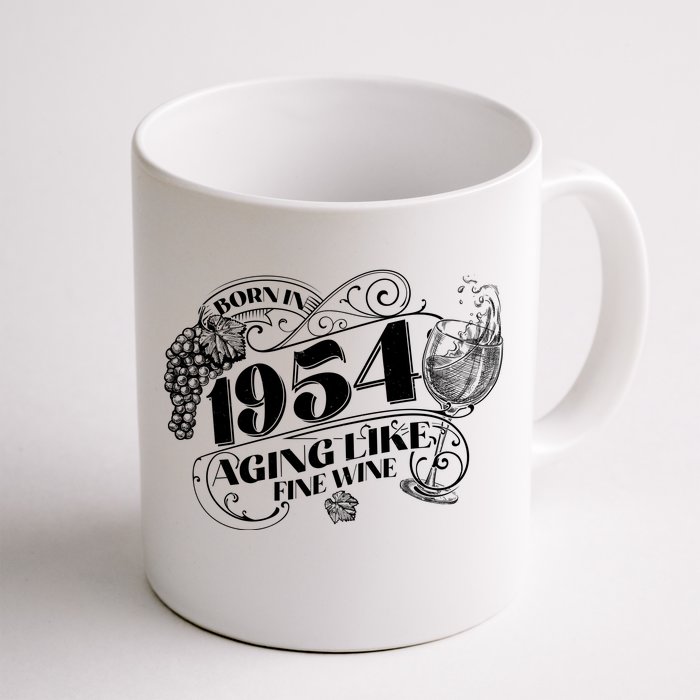 Born In 1954 70th Birthday Aging Like Fine Wine Front & Back Coffee Mug