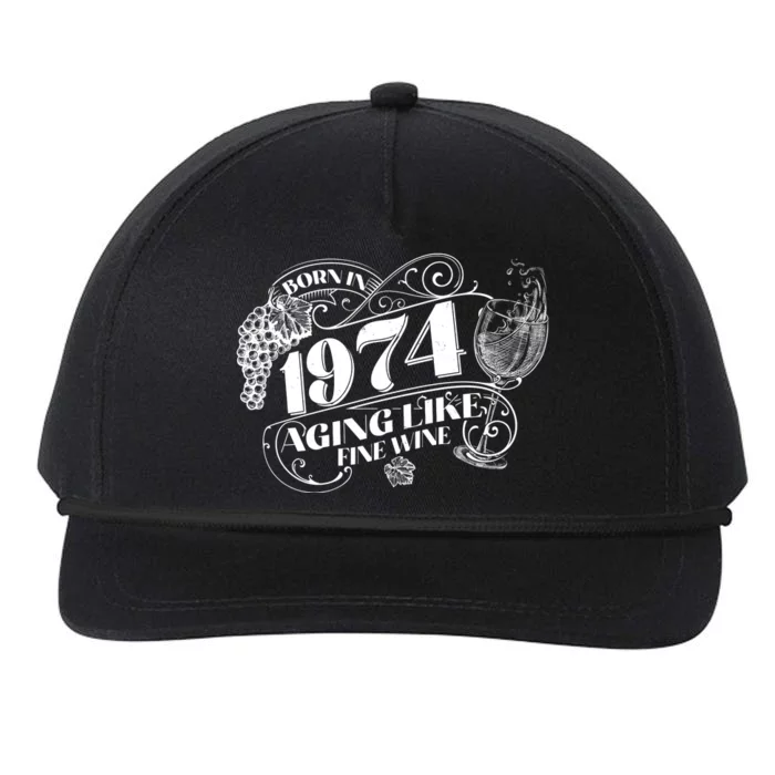 Born In 1974 50th Birthday Aging Like Fine Wine Snapback Five-Panel Rope Hat