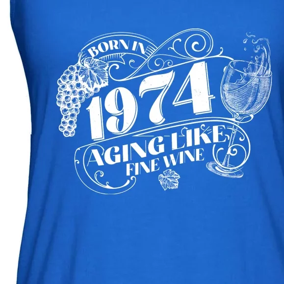 Born In 1974 50th Birthday Aging Like Fine Wine Ladies Essential Flowy Tank