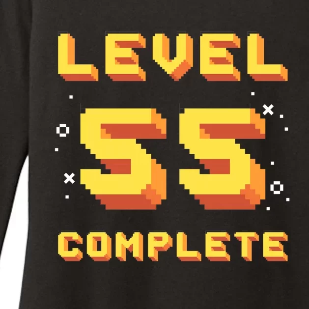 Born In 1966 Level 55 Complete 55th Birthday Retro Gaming Funny Gift Womens CVC Long Sleeve Shirt