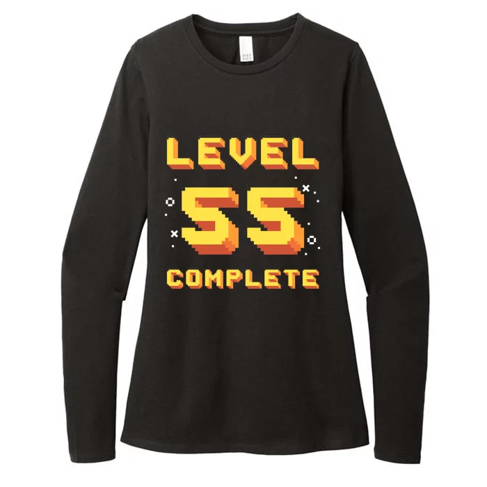 Born In 1966 Level 55 Complete 55th Birthday Retro Gaming Funny Gift Womens CVC Long Sleeve Shirt