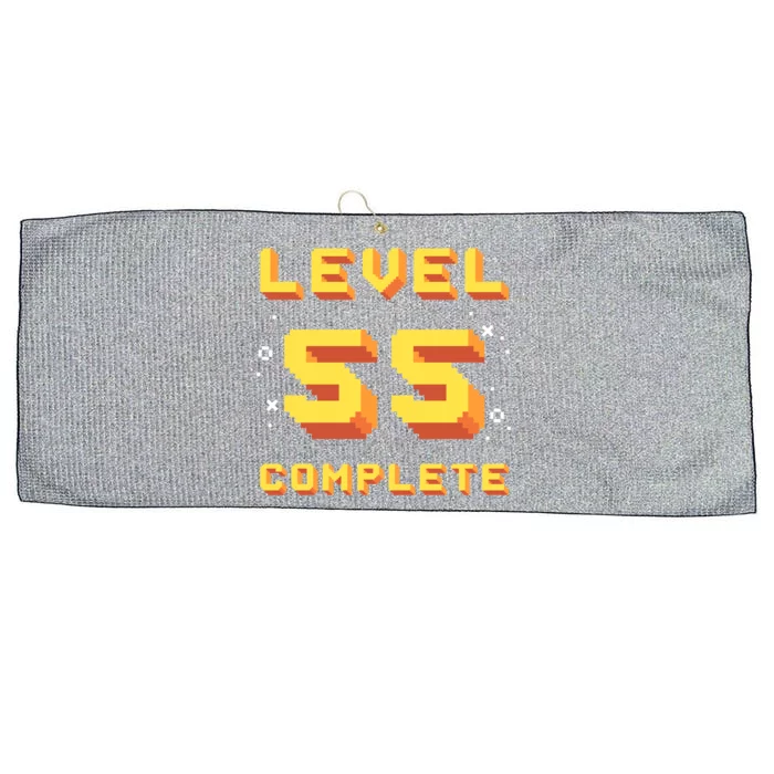 Born In 1966 Level 55 Complete 55th Birthday Retro Gaming Funny Gift Large Microfiber Waffle Golf Towel