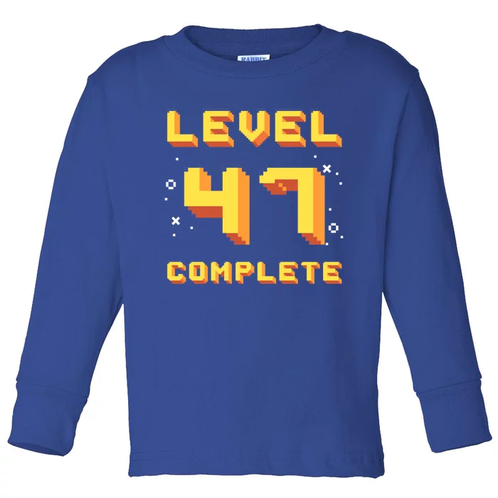 Born In 1974 Level 47 Complete 47th Birthday Retro Gaming Cute Gift Toddler Long Sleeve Shirt