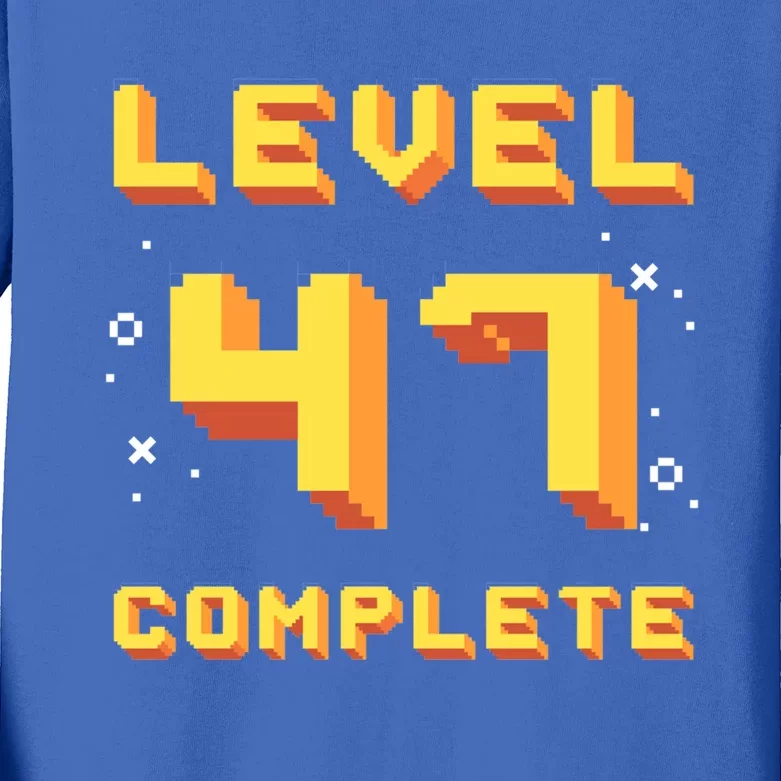 Born In 1974 Level 47 Complete 47th Birthday Retro Gaming Cute Gift Kids Long Sleeve Shirt