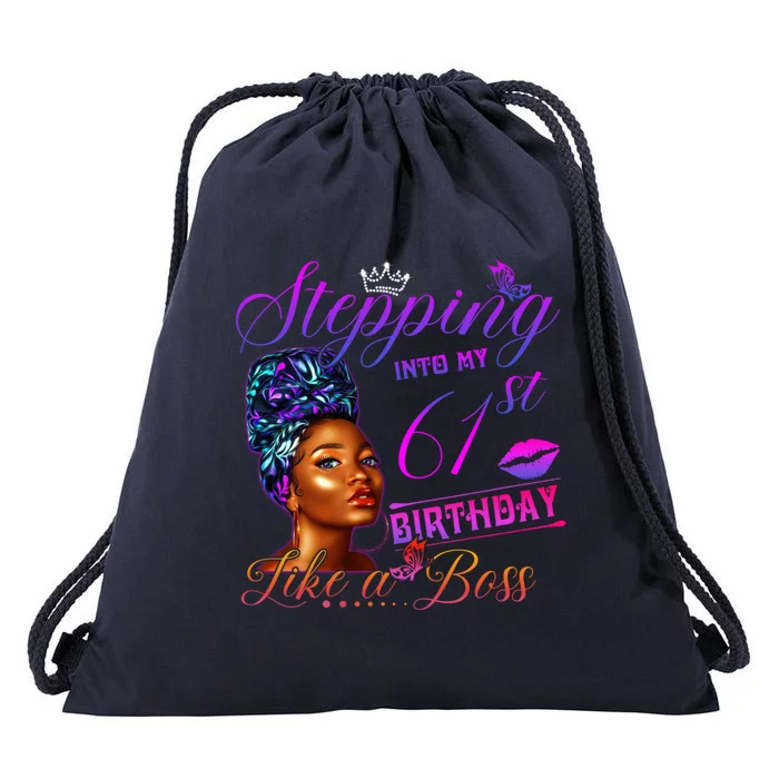 Born In 1960 Stepping Into My 61st Birthday Black Cute Gift Drawstring Bag