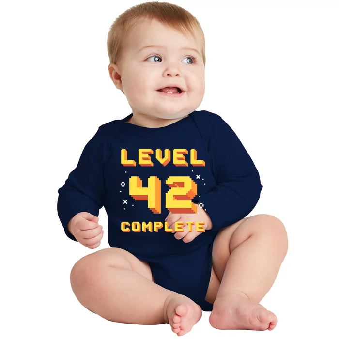 Born In 1979 Level 42 Complete 42th Birthday Retro Gaming Gift Baby Long Sleeve Bodysuit